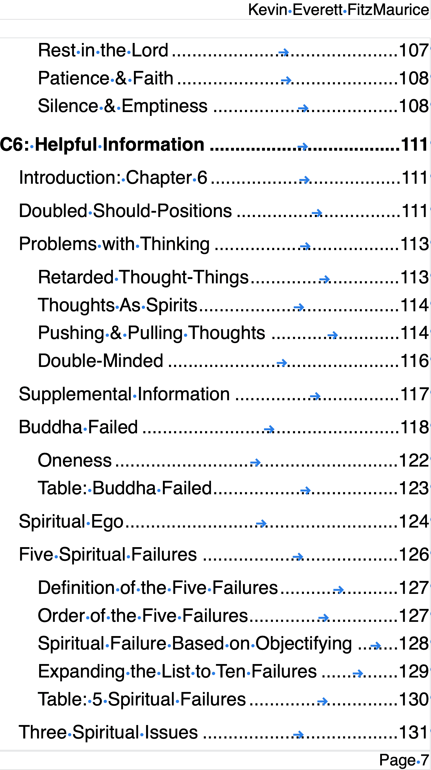 Contents for "Spiritual Surrender's Seven Steps" page 7