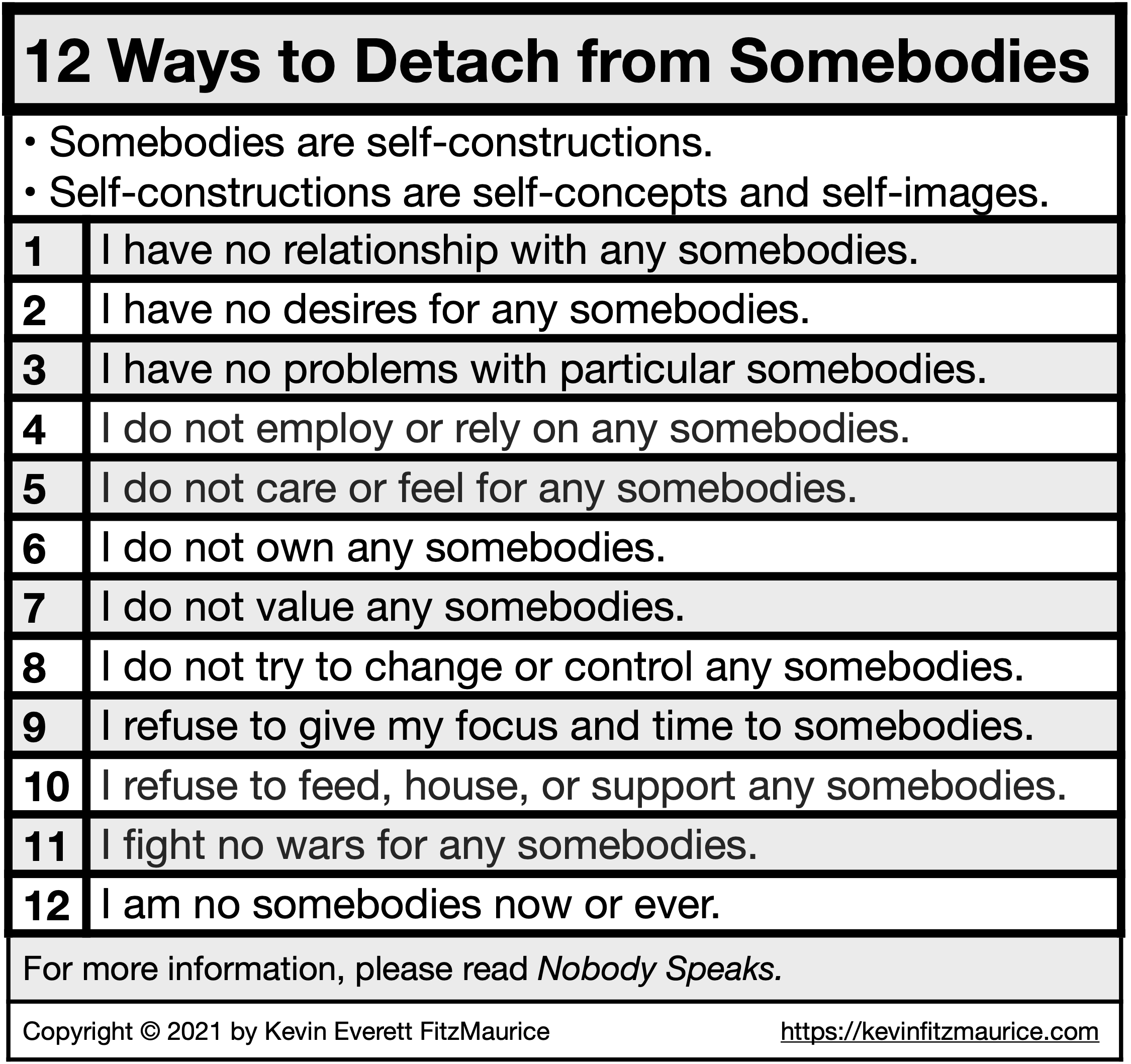 12 Ways to Detach from Being Somebodies