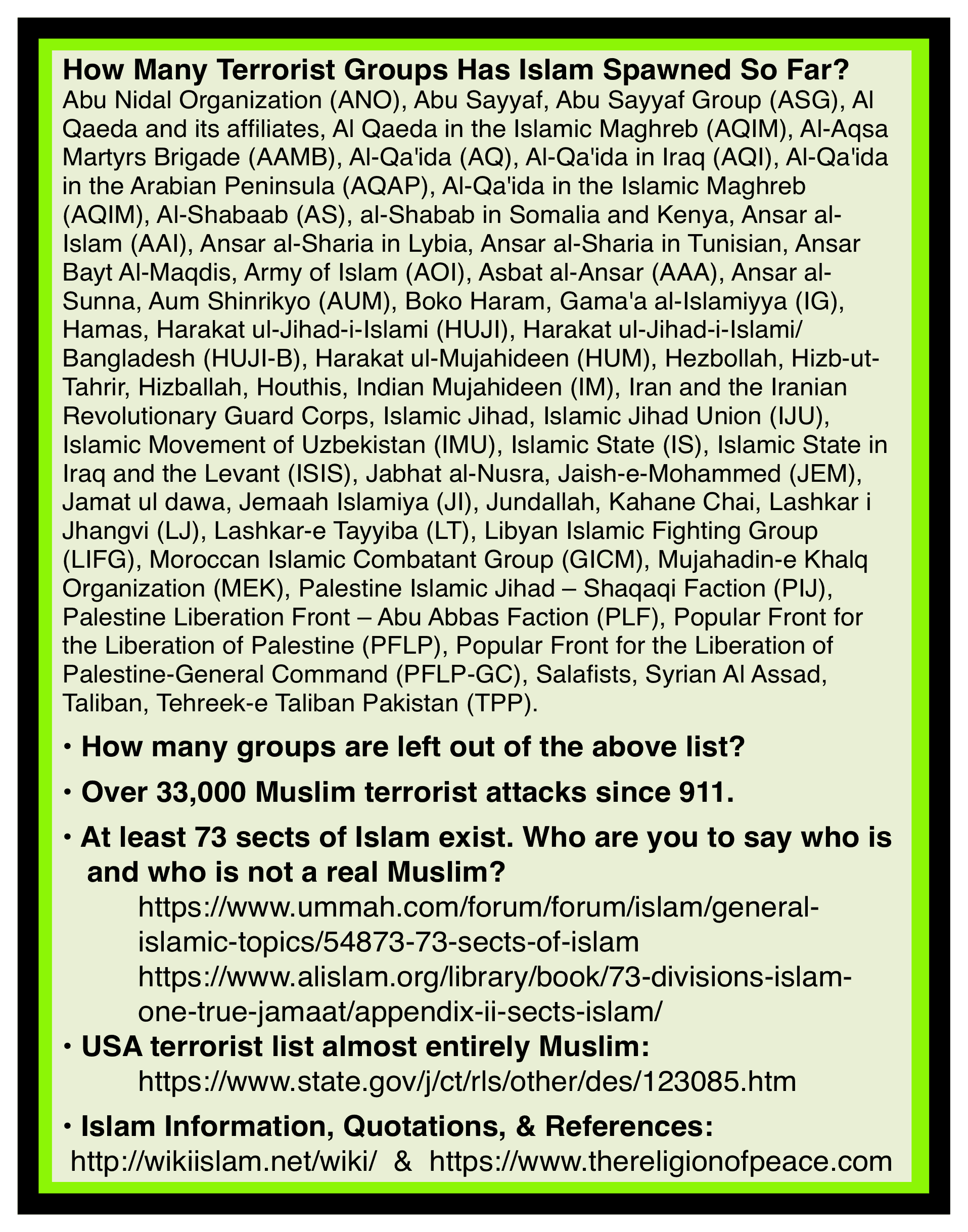 Islam breeds terrorist groups.