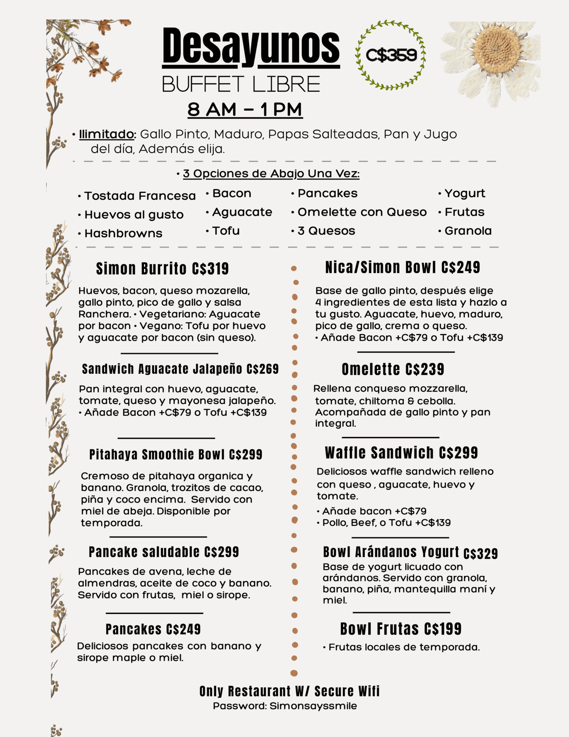 Simon Says Menu Page 1 of 8